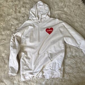 Aris White Hoodie with Red Text